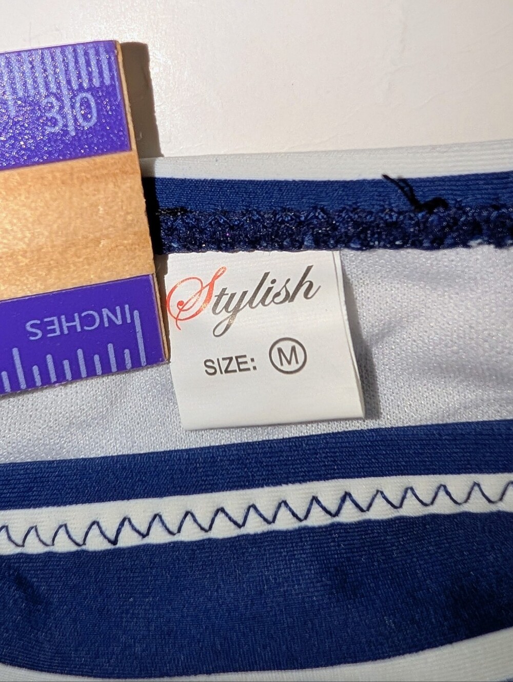 NWT STYLISH Nautical Striped Bikini White Blue Red Bow Low Rise Swimsuit Lg&Med - Picture 10 of 13